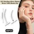 thumbnail image 2 of 40Pcs Curved Tube Beads 925 Sterling Silver Plated Brass Noodle Beads Sleek Long Large Hole Spacer Connectors Bulk, 2 of 9