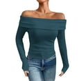 thumbnail image 2 of BSDJILFG One Shoulder Tops for Juniors Y2K Crop Tube Top Long Sleeve Slim Fit Shirt for Evening Party, 2 of 8