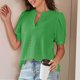thumbnail image 5 of Mujeres de Manga Corta Tops Cuello en V de la Manga de la Moda Hueca Delgada Casual Top Color Sólido para Primavera Verano, 5 of 7