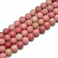 thumbnail image 2 of K-KED Pink Petrified Rhodonite Smooth Round Beads 6mm 8mm 10mm 15.5" Strand-6 mm, 2 of 5