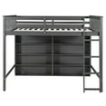 thumbnail image 4 of Euroco Gray Full Size Loft Bed with Functional Shelf and Display Case for Kids and Teens, 4 of 14