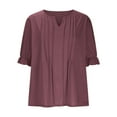 thumbnail image 4 of Weiqiqre Women's Tops 3/4 Sleeve Shirts V Neck Blouses Tunic Top Spring Summer 2025, 4 of 8