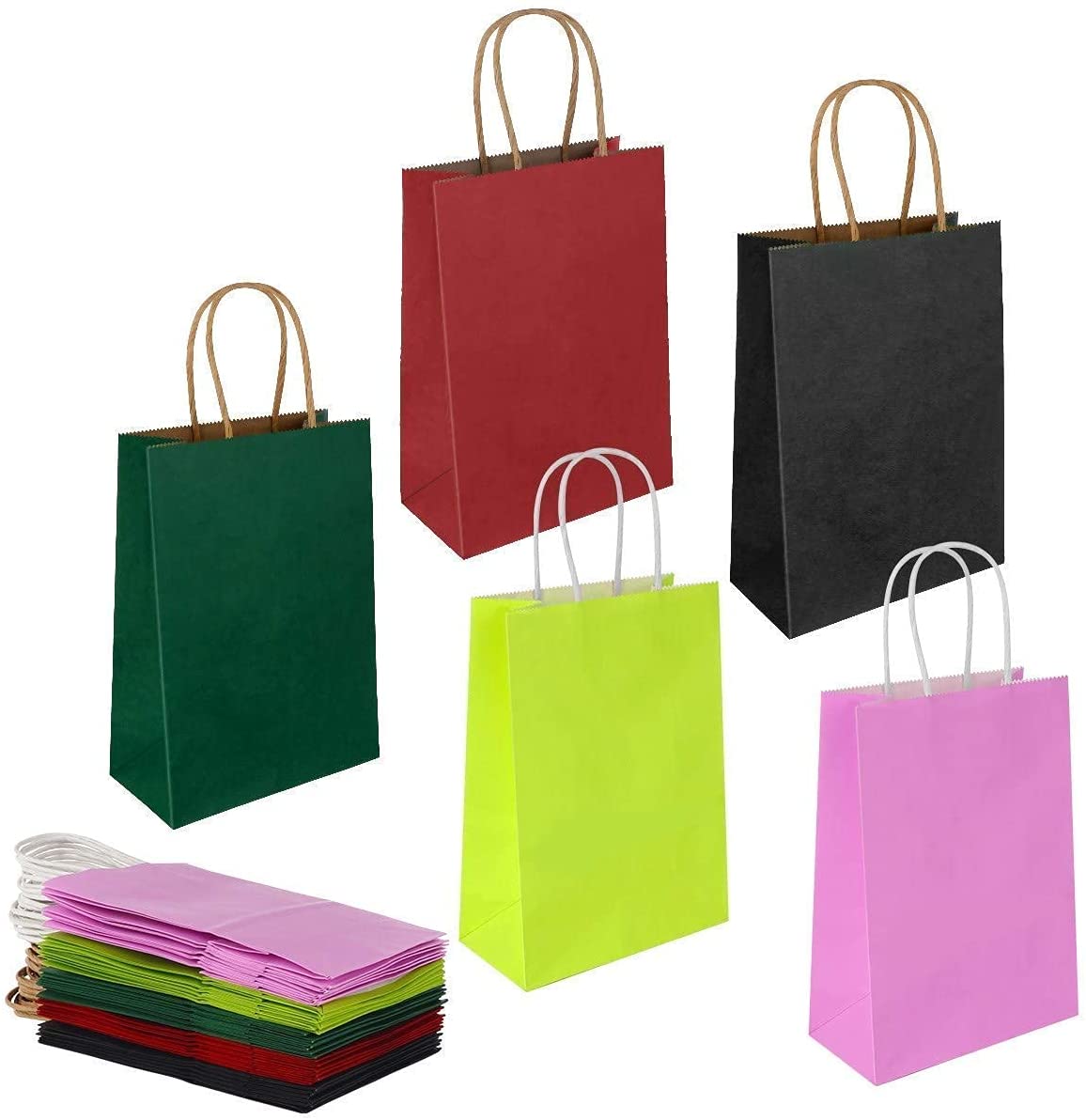 20 Sacs Cadeaux En Papier Kraft Avec Poignées - 15x8x21cm, Écologiques, Pour Anniversaire, Noël, Mariage