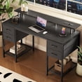 thumbnail image 6 of Amadwell 55" Gaming Computer Desk with LED Lights, Power Outlets, Home Office Writing Desk with 4 Drawers, Black, 6 of 9