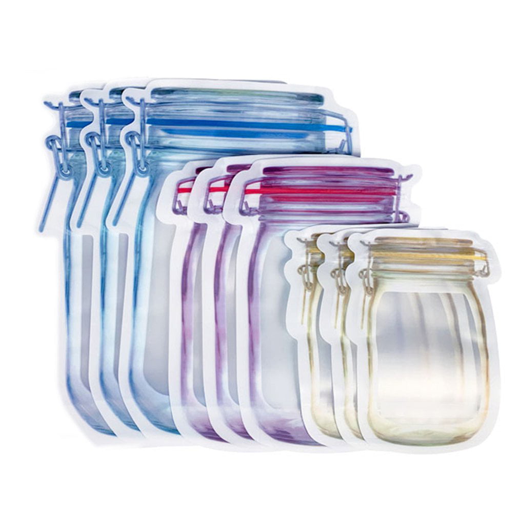 1/5PCS New Reusable Zip Lock Food Storage Bag PE Plastic Zipper Pouch Mason Jar