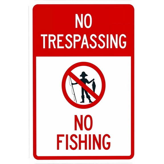 No Fishing With Graphic Warning Sign - 8"x12", Prohibition Metal Decor for Business, Home, Outdoor/Indoor