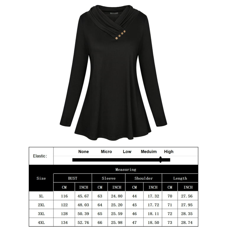 Cowl Neck Tunics Long Sleeve Patchwork Form Fitting Casual A-Line Top  Blouse : : Clothing, Shoes & Accessories