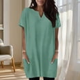 thumbnail image 2 of biudgviw Womens Summer Tunic Tops Short Sleeve Casual Long T Shirts Comfy V Neck Loose Fit Basic Tees with Pockets Spring Outfits, 2 of 6