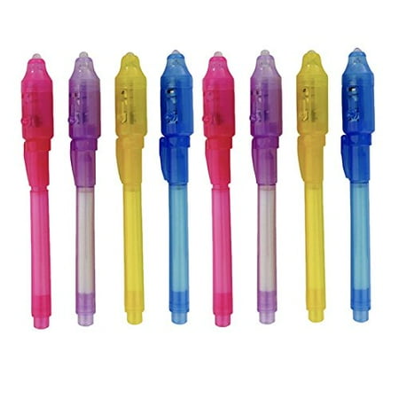 Uv Penlight - Dazzling Toys Invisible Ink Pen Built in UV Light Pack of 4 Magic Marker Spy Pen