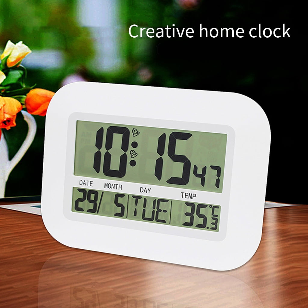 WINDLAND Digital Calendar Clock With Week Temperature Multiple Time Zone Setting Alarm Function For Office Living Room