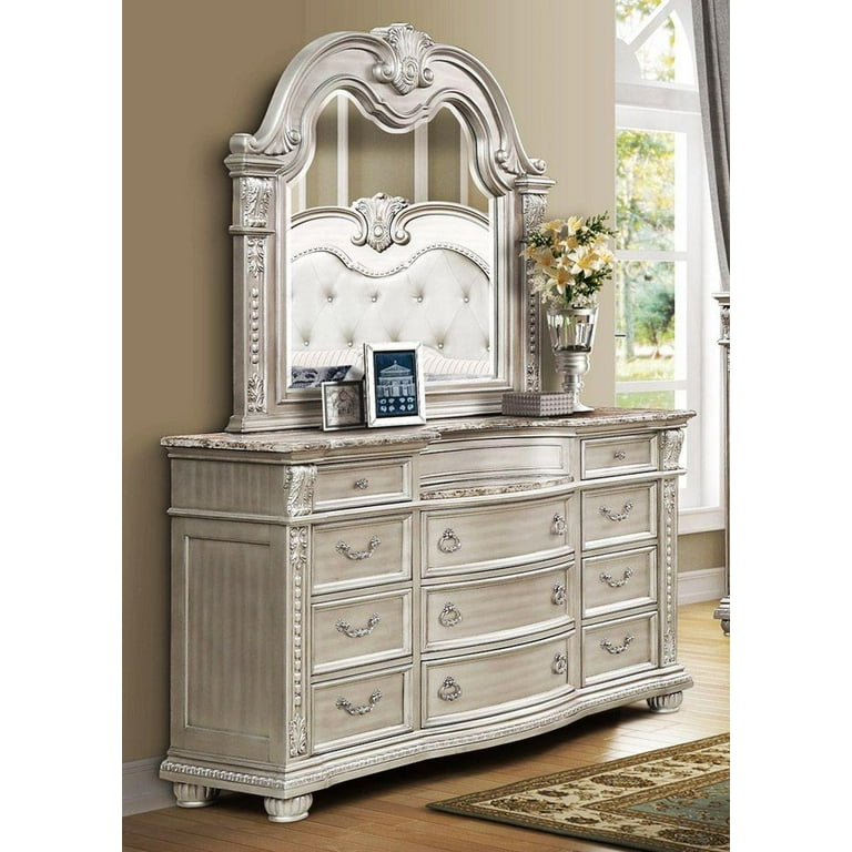 Antique Platinum 11-Drawer Dresser w/Mirror B9506 Mcferran Antique Platinum 11-Drawer Dresser w/Mirror B9506 Mcferran