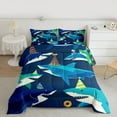 thumbnail image 2 of Feelyou Cute Ocean Shark Queen Comforter Set for Kid, Funny Sealife Bedding Sets, Kawaii Cartoon Animal Reversible Bedding Comforter Set, Breathable Home Decor, 3pcs, 2 of 8
