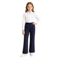 thumbnail image 4 of RUTAYY Girls Flare Pants Elastic Waist with Pockets Trousers Pull On Straight Leg Long Trousers Navy, 4 of 8