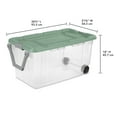 thumbnail image 3 of Sterilite Extra-Large Wheeled Rugged Storage Bin, 160 Quart Durable Clear Storage Container with Latching Lid and Pull Handle, Green, 2 Pack, 3 of 9