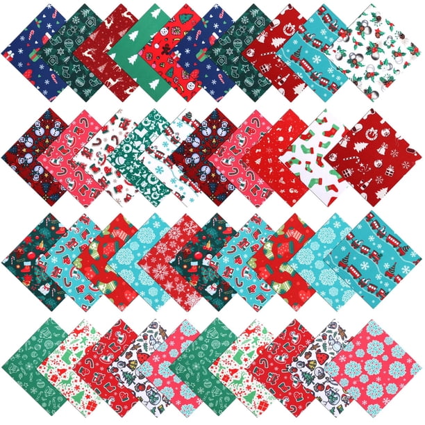 Paquete de Tela Pre Cortada para Navidad, 100 Piezas, 13x13 cm, Diseños Navideños