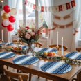 thumbnail image 5 of Navy Blue Ombre Stripe Round 13 Inch Placemats Set of 6, Farmhouse Simple Striped HeatResistant Non Slip Place Mats for Dining Table, Wipeable Braided Kitchen Table Mats for Housewarming, 5 of 9