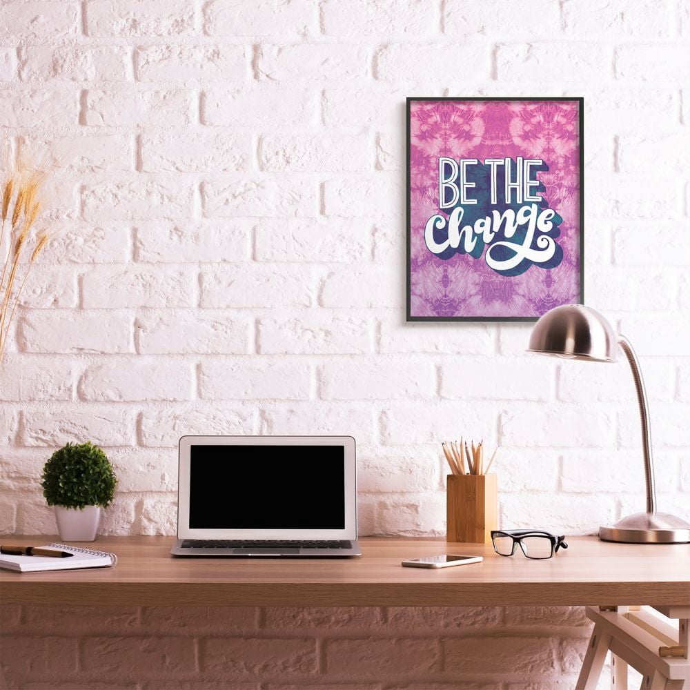 Stupell Industries Be the Change Quote over Purple Tie Dye Designed by Loni Harris