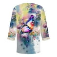 thumbnail image 5 of Women's Summer Clothes Spring Elegant Shirts Tie Dye Floral Print Dressy Casual Tops for Lady Lace V Neck Blouse Vintage 3/4 Sleeve Loose Fit Flowy Tunic Tops Fashion 2024 Multicolor T Shirts XXL, 5 of 5
