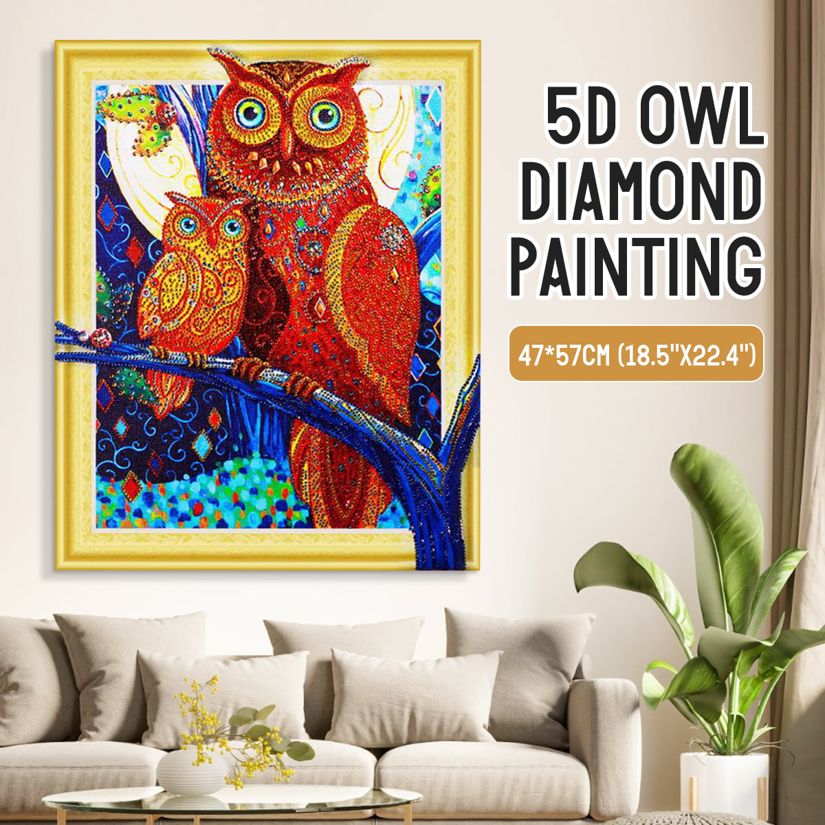 1X DIY 5D Round Diamond Painting Animal Art Drill Cross Stitch Kits Home Decor