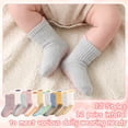 thumbnail image 7 of Bocaoying 12 Pairs Baby Non Slip Socks, 1-3 Years Toddler Cotton Crew Socks, Soft Breathable Gripper Socks with Pull Tabs for Indoor, Outdoor, Toddler, 7 of 7