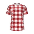 thumbnail image 5 of Wukai Red Plaid Daisy Print Men's Short-Sleeved Mesh T-Shirt,Quick-Dry Short Sleeve Workout T-Shirt-Small, 5 of 8