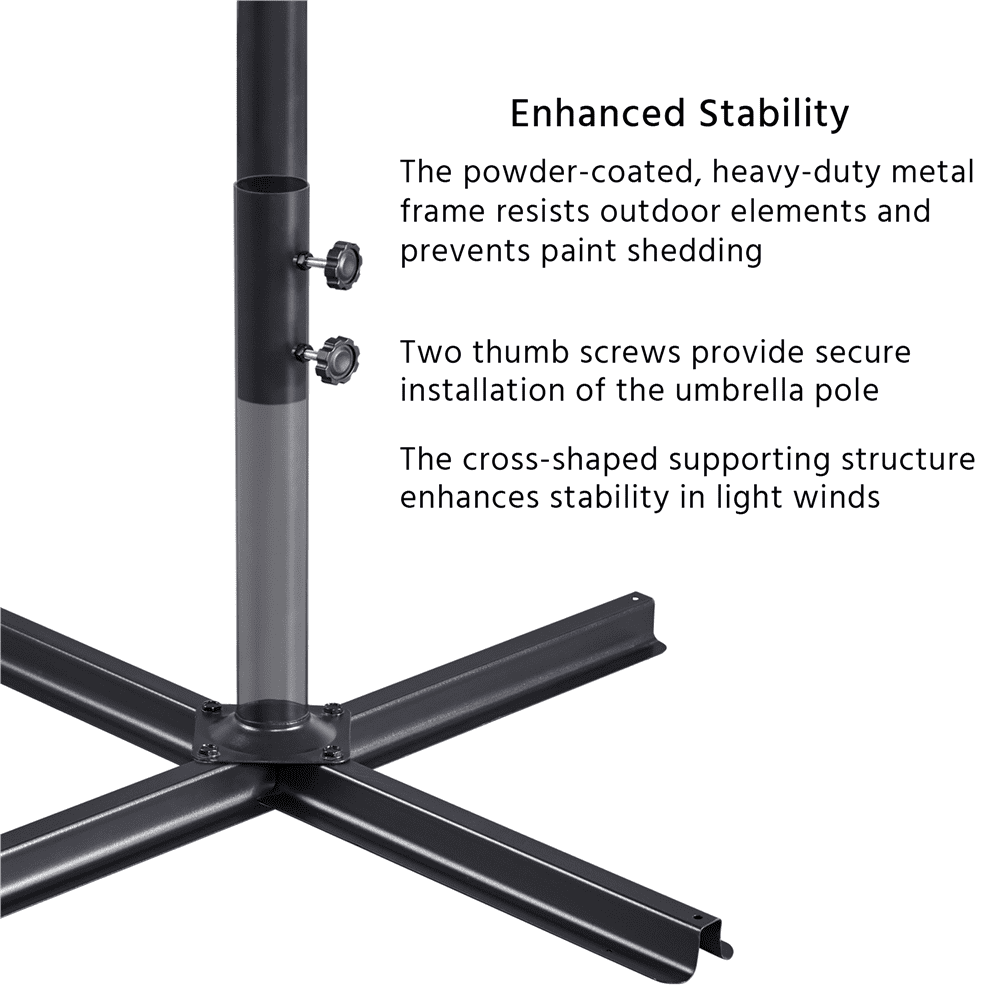 Renwick 10Ft Outdoor Patio Offset Umbrella with Crank & Cross Base, Black