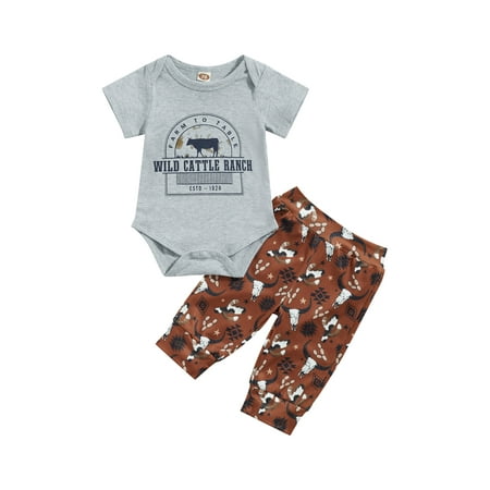 

Bagilaanoe 2pcs Newborn Baby Boys Long Pants Set Short Sleeve Letter Print Romper Tops + Trousers 3M 6M 12M 18M Infant Casual Outfits