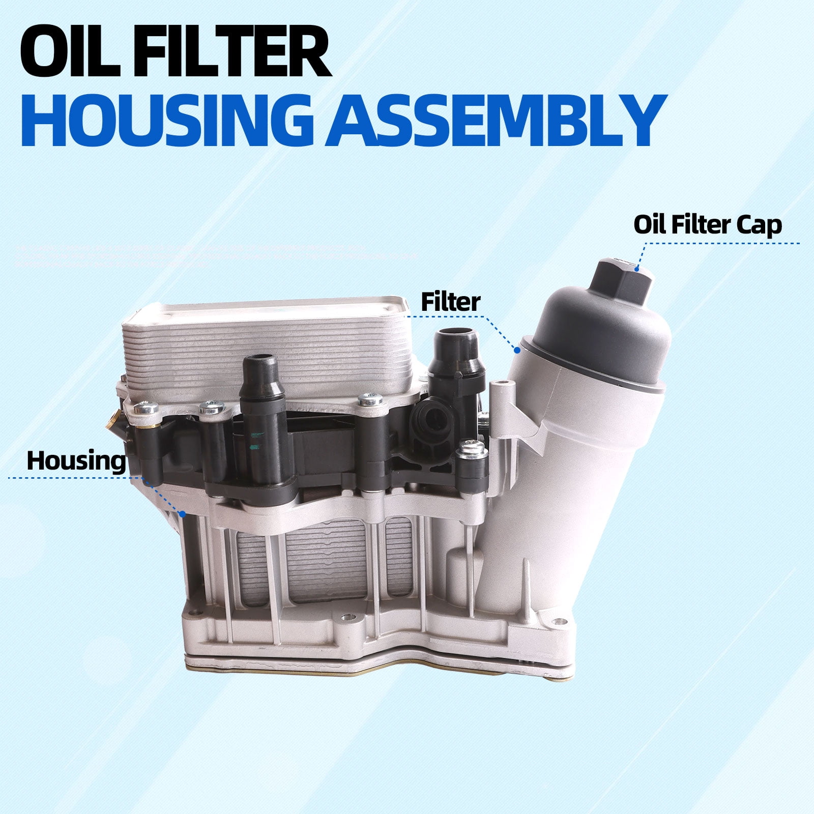 MITZONE Aluminum Oil Cooler Filter Housing Assembly Compatible with 2014-2018 N47 N57 BMW 740Ld X3 328d 535d Base xDrive X5 xDrive35d 3.0L 2.0L L6 L4 Diesel