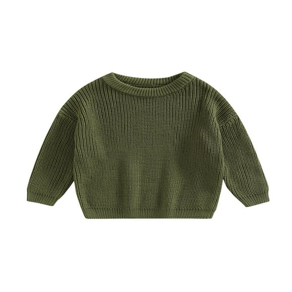 Chandails à Col pour Tout-Petits Enfants Bébés Filles Garçons, Manches Longues, Couleur Unie, Coupe Ample, Tricotés, 0-5 T