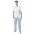 thumbnail image 4 of Intimo Men's 2 Piece Pajama Set Cotton/Poly Blend Jersey Knit Lounge Pants With Soft T-Shirt Top, 4 of 4