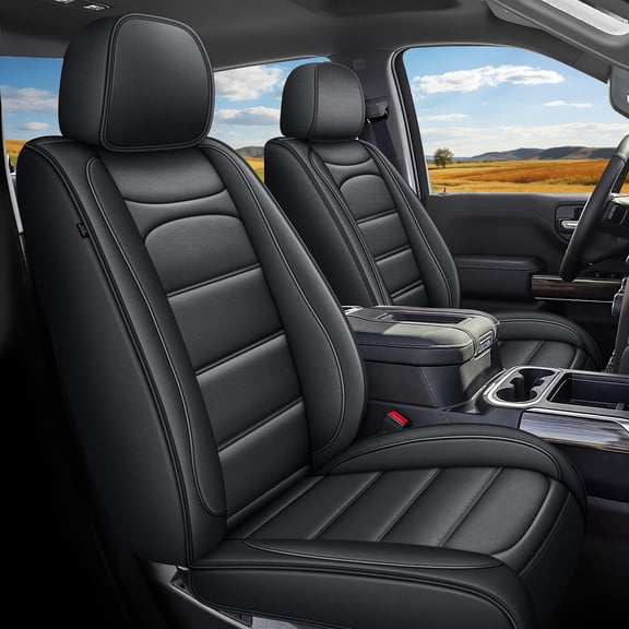 Custom Fit for 2007-2018 Chevrolet Silverado GMC Sierra 1500 2500HD 3500HD Trail Boss Z71 Crew Double Extended Cab Full Set Truck Pickup Waterproof Leather Car Seat Covers Protectors