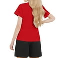 thumbnail image 3 of TOOYOU Girls Summer Outfit Sets World Bee Day Children'S Short Sleeved Festival Series Printed Color Comfortable Round Neck T Shirt Two Piece Set Girls Matching Outfits Size 12-13 Years Red, 3 of 4