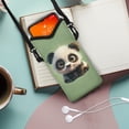 thumbnail image 2 of ZIATUBLES Cellphone Shockproof pouch Bag Soft Neoprene Cellphone Bag Portable Phone Sleeve Case with Adjustable Strap Top Opening Phone Case, 4 X 8 Inch, Cartoon Panda Green, 2 of 7