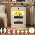 LED Nightstand with Charging Station, Bedside Table with 3 Drawers