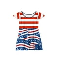 thumbnail image 4 of Abcomgle Girls Fly Sleeve Summer Dress Kids Stars Striped Graphic 4th Of July Dresses Casual A-Line Fly Sleeve Midi Dress Cute Flare Independence Day Skirt 13-14 Years,Light Blue, 4 of 5