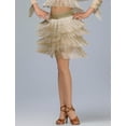 thumbnail image 4 of FEOYA Women Fringe Dance Skirt Multi Layer Tassel Latin Skirts Rave Sparkle Sequin Skirt Ladies Belly Dance Skirt M Gold, 4 of 6