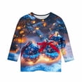 thumbnail image 5 of YUNAFFT Girls Christmas Print Casual 3/4 Sleeve Round-Neck Blouses & Shirts Cotton-Like Comfort Fit Elastic 4-14Y, 5 of 7
