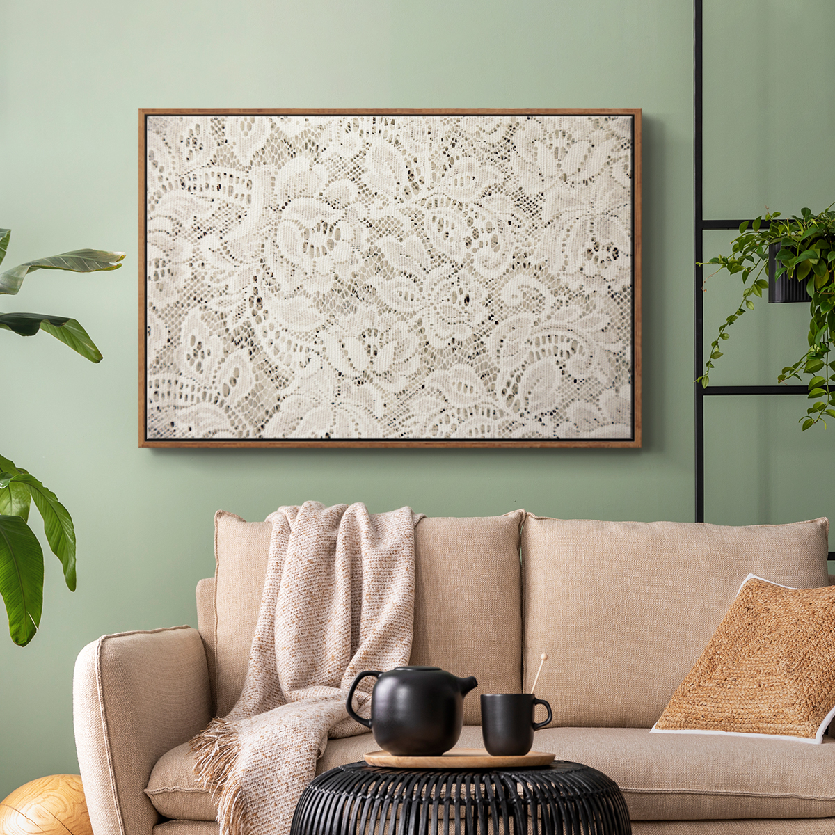 Vintage Abstract Print-XX Framed in Walnut Wood Gallery Wrapped Canvas 17 in. x 25 in.
