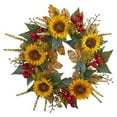 thumbnail image 1 of Nearly Natural 4275 27 in. Sunflower Berry Artificial Wreath, 1 of 4