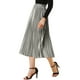 thumbnail image 4 of Falda midi plisada de fiesta para mujeres INSPIRE CHIC con cintura elástica metálica 2XL gris plateado, 4 of 7