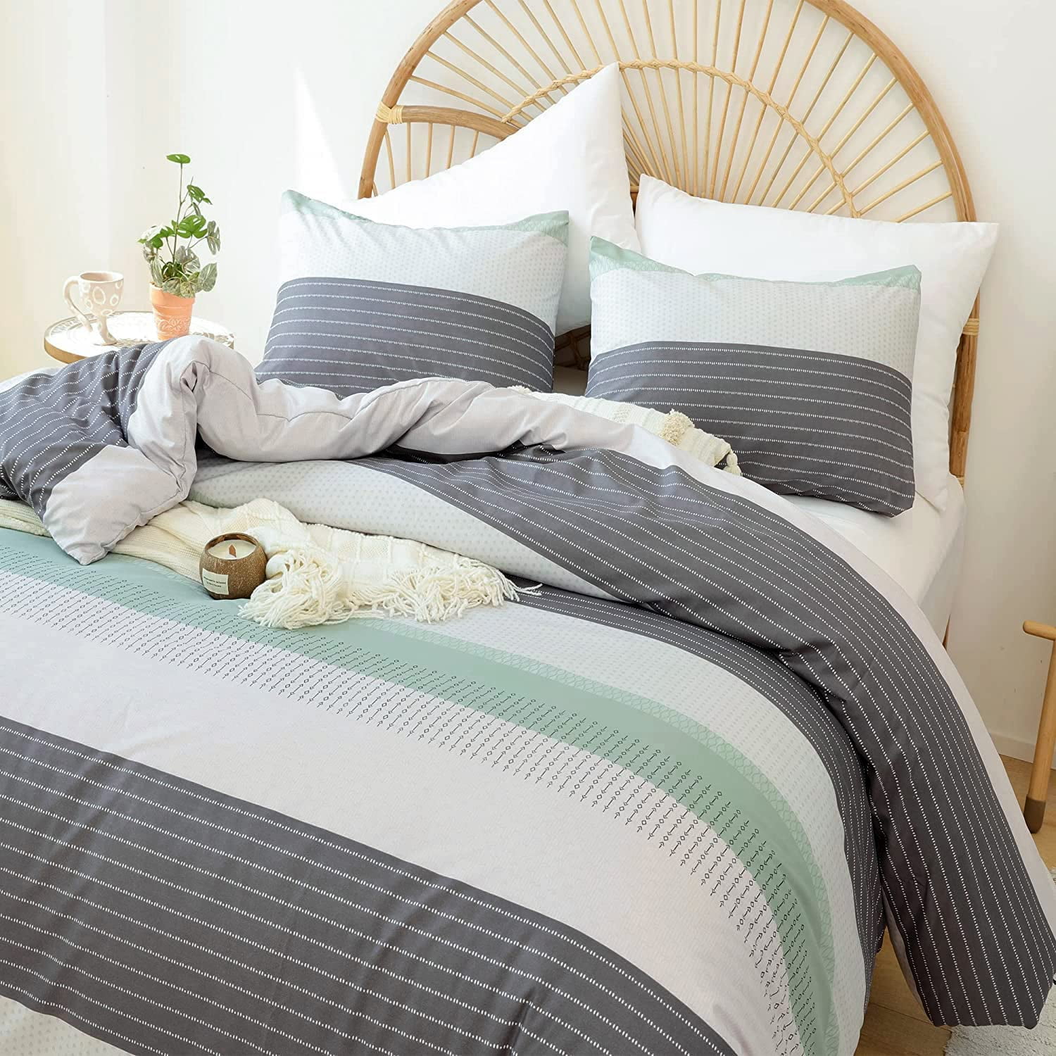 Sage Green King Comforter Set Luxuriously Soft Microfiber Bed Set 3