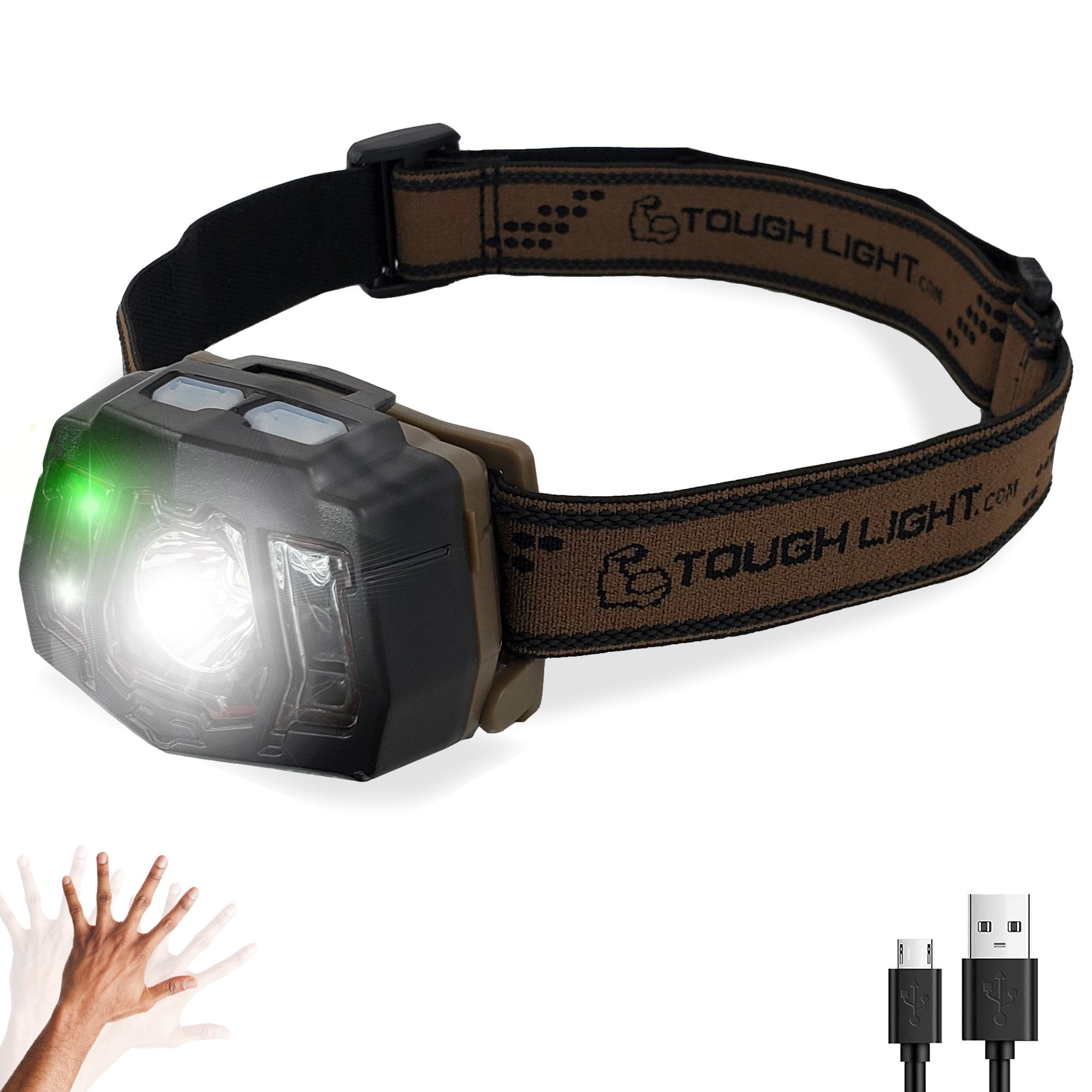 Tough Light USB Rechargeable LED Headlamp Waterproof