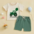 thumbnail image 2 of HUCOAE Baby Boys Summer Outfits 1 Year Old Boy Clothes Toddler Baby Boy Summer Clothes Funny T Shirt Elastic Waist Pockets Shorts Set 2 Piece Outfit 18-24 Months, 2 of 9