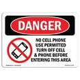 thumbnail image 1 of SignMission OS-DS-A-1218-L-1736 12 x 18 Po Signe de Danger OSHA - Pas d'Utilisation de Téléphone Cellulaire dans la Zone, 1 of 1