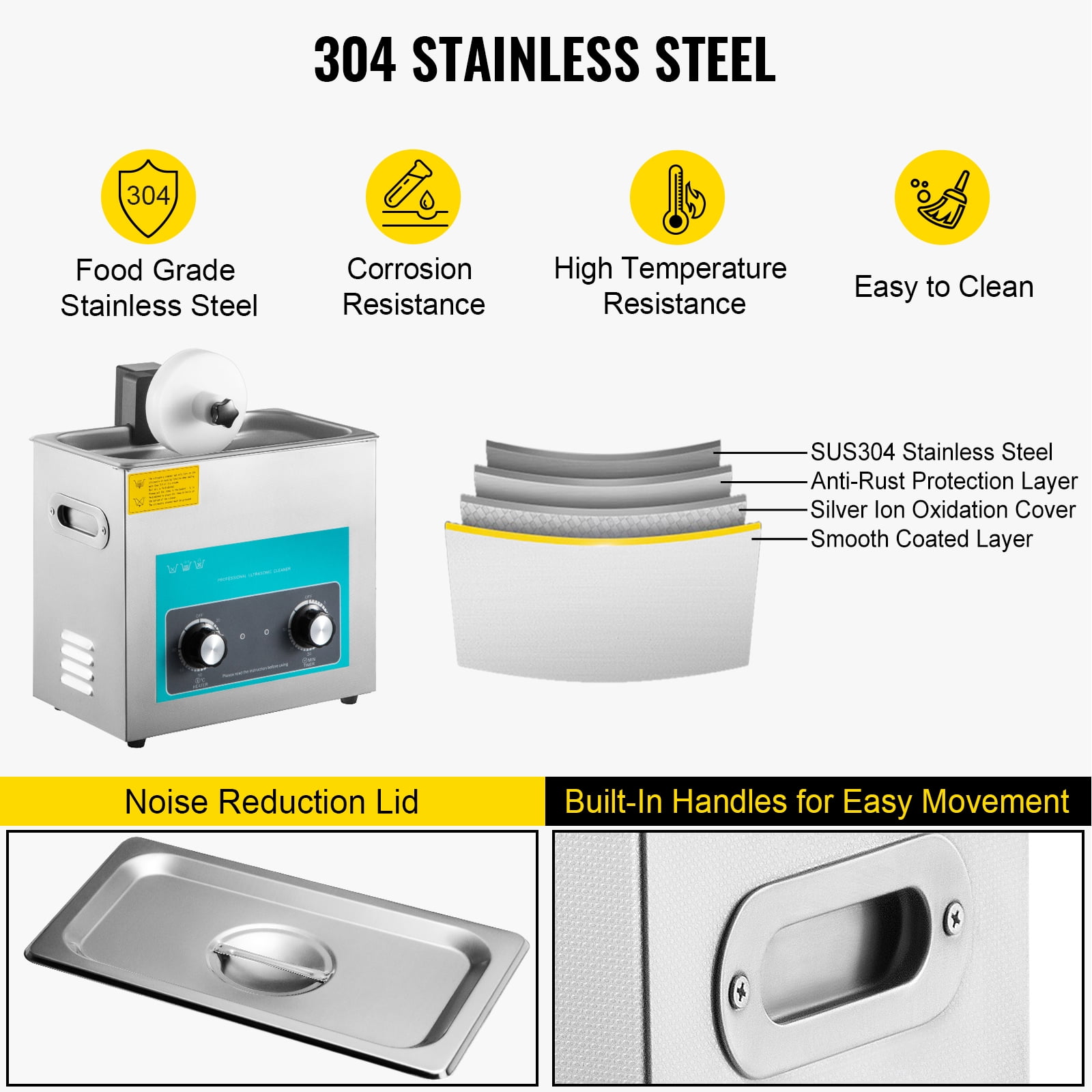 VEVOR Ultrasonic Vinyl Record Cleaner Vinyl Ultrasonic Cleaning Machine 6L Knob