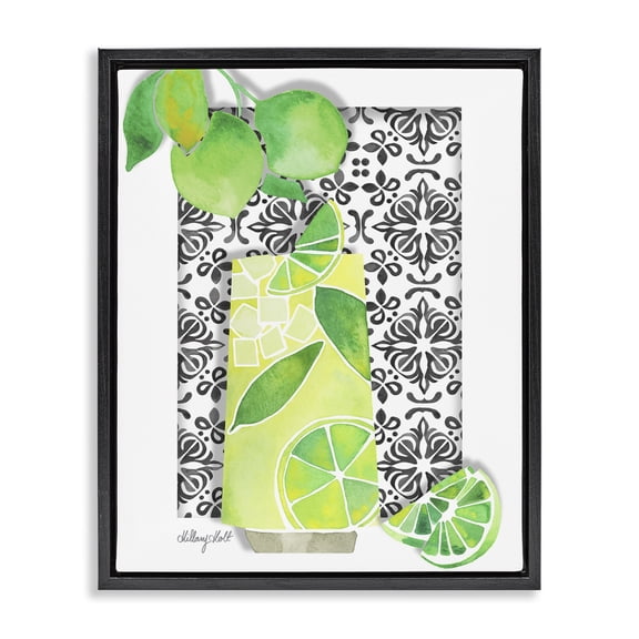 Stupell Industries Mediterranean Mojito Drink Food & Beverage Painting Black Floater Framed Canvas Art Print Wall Art, 17 x 21