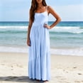 thumbnail image 5 of TaTaai Women's 2026 Summer Spaghetti Strap Ruffled Asymmetric Solid Maxi Dress Loose Beach Sundress for Daily & Vacation Gift, 5 of 9