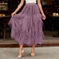thumbnail image 2 of KHONTS Women's Fluffy Tulle Skirts Ruffle Midi Layered Mesh Skirt Asymmetrical Flowy Fairy Skirts High Waist Tutu Skirt Purple One Size, 2 of 4