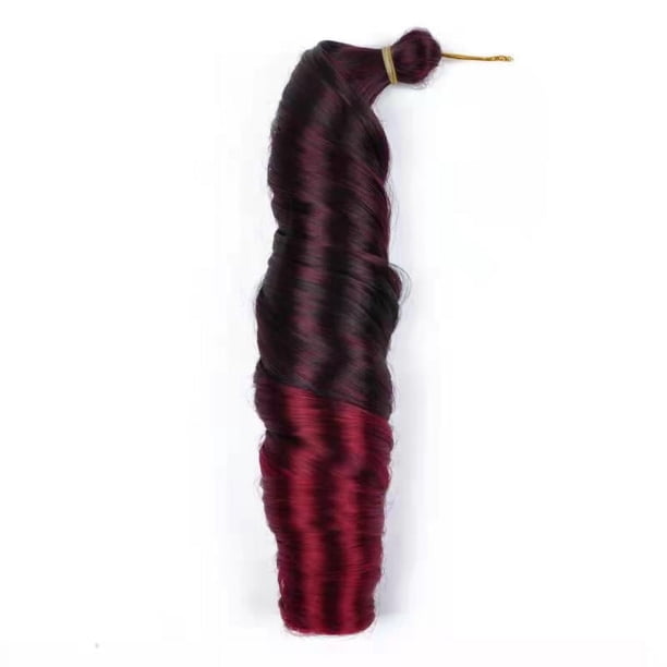 Zhuge Rizado en espiral suelto, cabello de ganchillo, rizo para trenzas, 24 pulgadas, 6 paquetes, trenzas sintéticas, cabello trenzado preestirado, negro y rojo vino