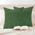 thumbnail image 3 of Dark Green Burlap Texture Outdoor Waterproof Pillow Covers, Farmhouse Vintage Green Decorative Square Throw Pillowcase Sofa Cushion Sham for Patio/Couch/Chair, 18"x18" 2 Pack, 3 of 8